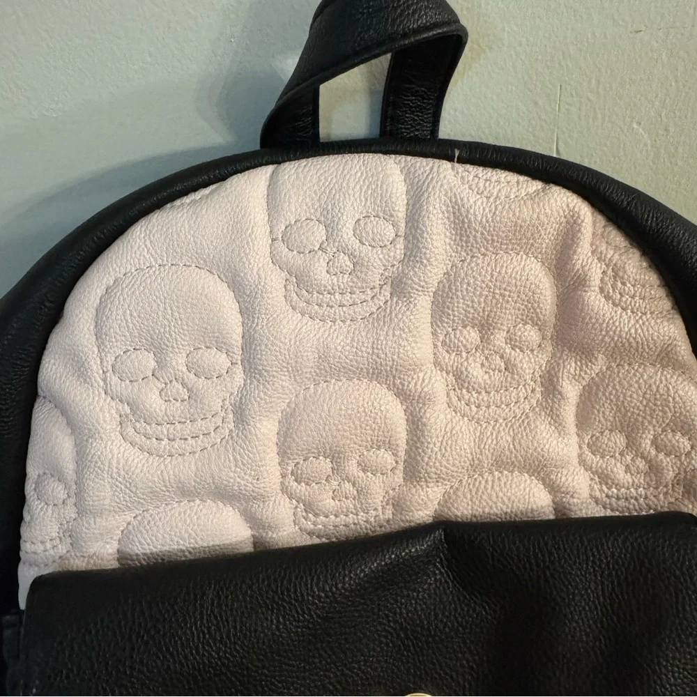 Betsey Johnson Embossed Skull Pink And Black Mini Backpack Whimsy Goth